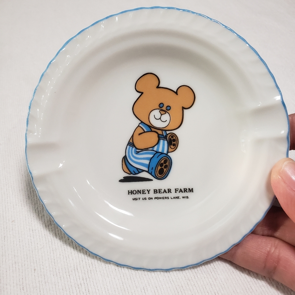 Vintage Ashtray Plate Honey Bear Farm Made in Japan